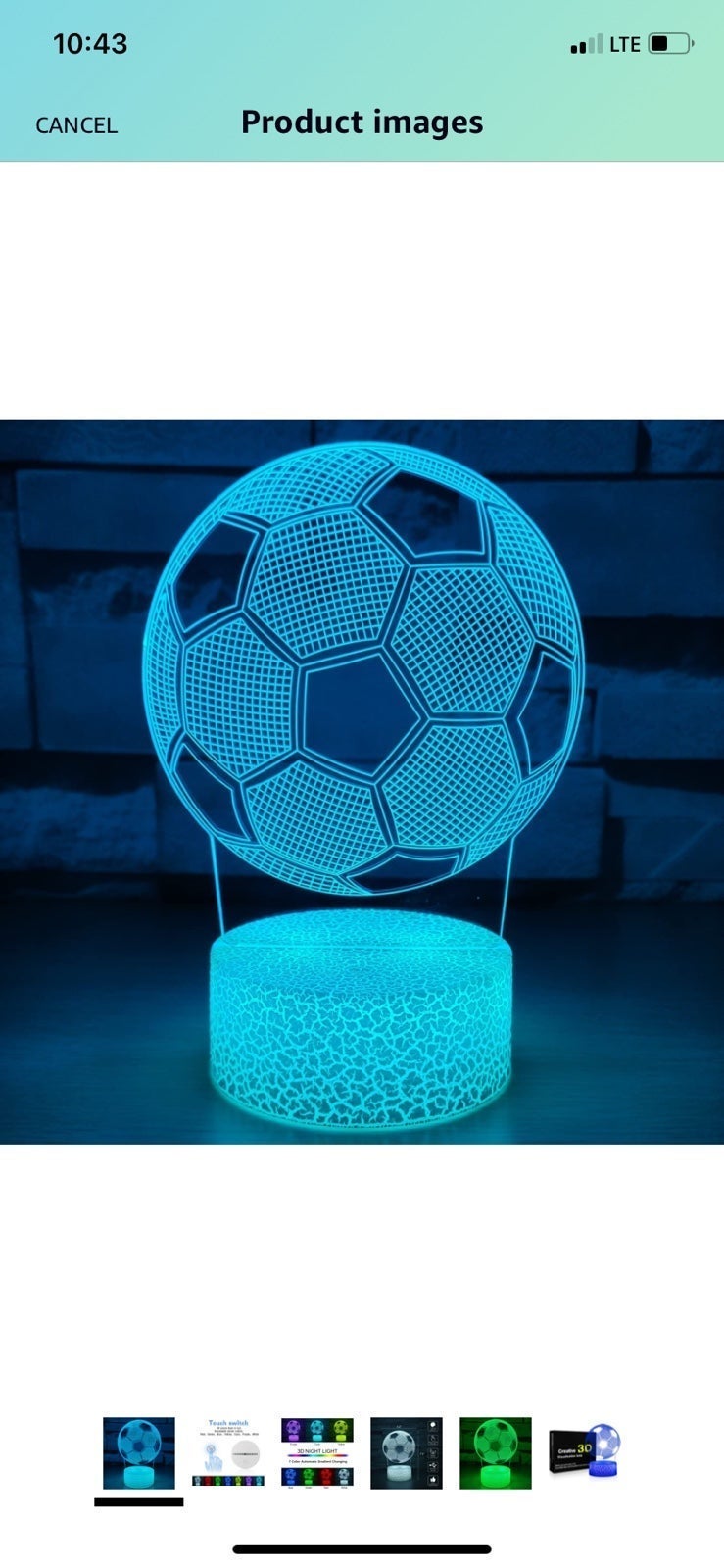 Changing Colors Soccer Ball Night Light