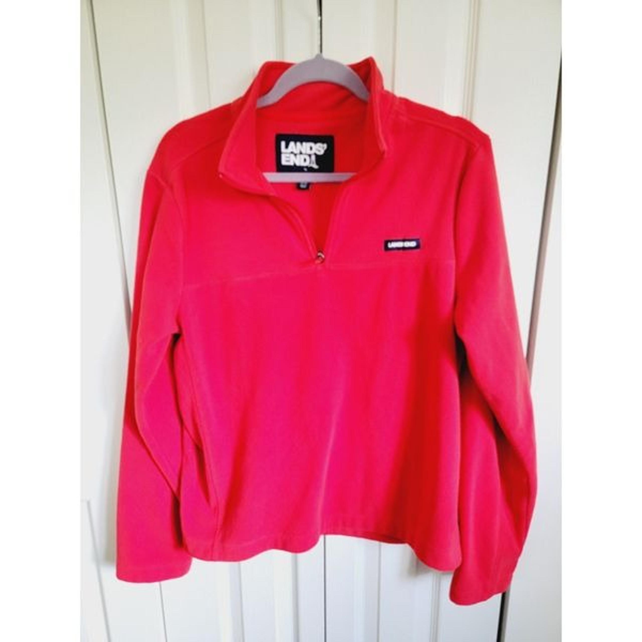 Lands' End M Quarter Zip Fleece Pullover Sweatshirt Red 38-40 New