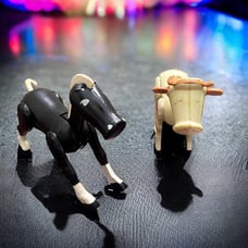 Vintage Fisher Price Little People Black Horse Cow Farm Castle Lot Set Figure