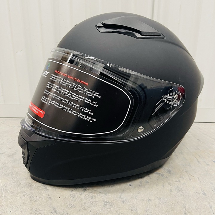JQF Gear Adult Full Face Motorcycle Helmet Matte Black WS-607 Size Small