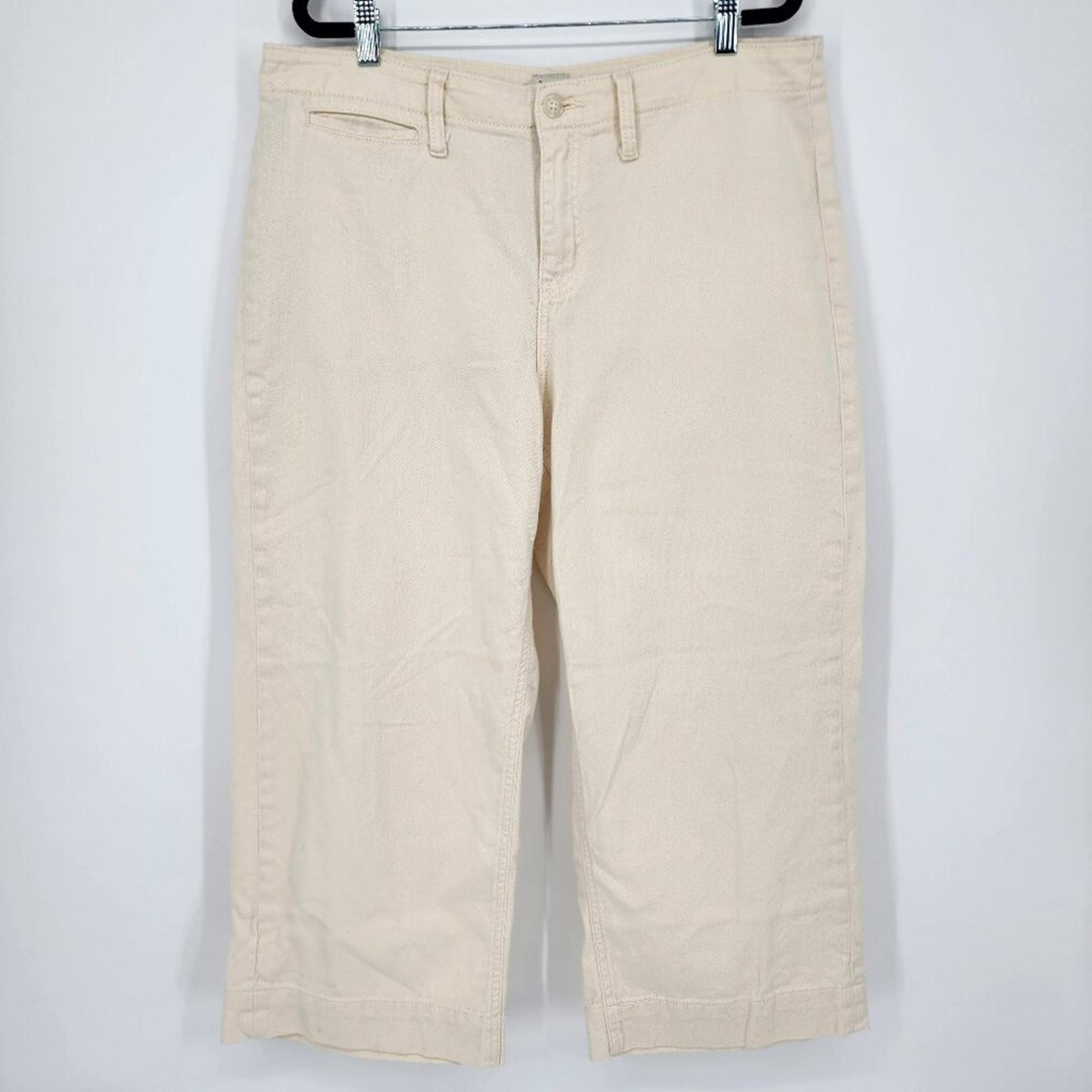 A New Day Wide Leg Jeans 14 High Rise Cropped Stretch Cotton Cream L
