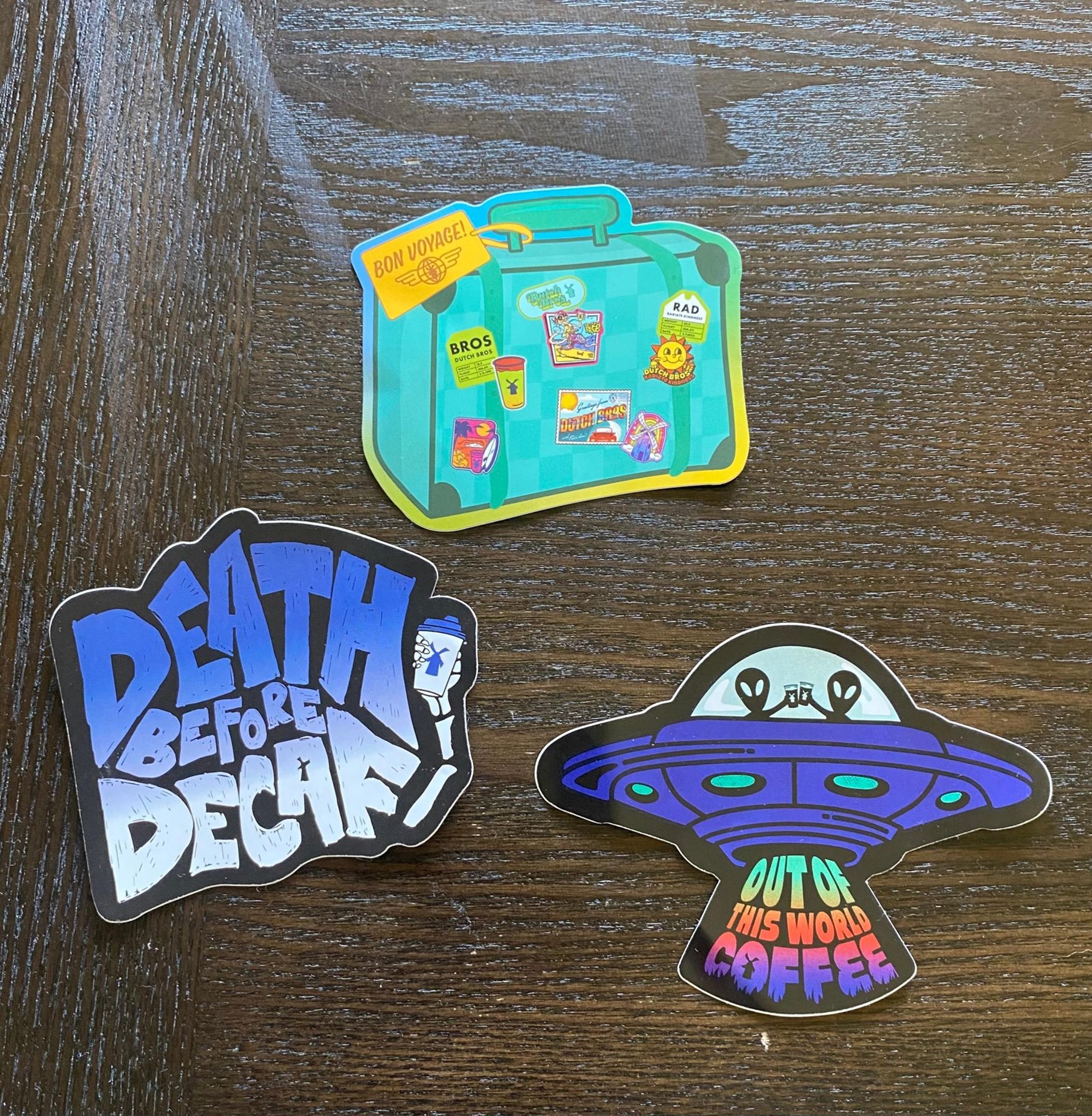 Dutch Bros Stickers lot Limited Edition death before decaf free shipping
