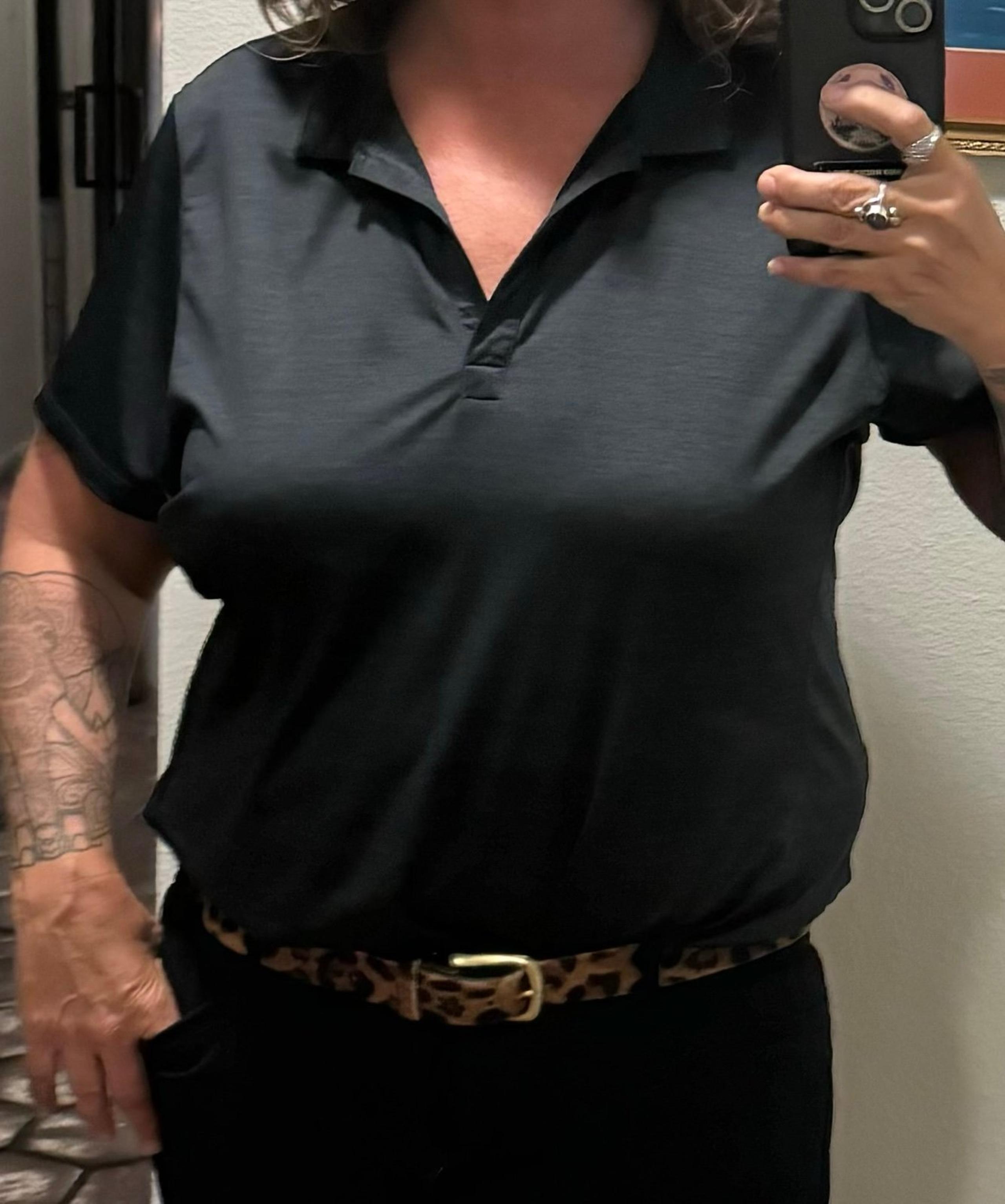 TOMMY BAHAMA “Delray” Women’s SS Polo Shirt LG Black $89.50