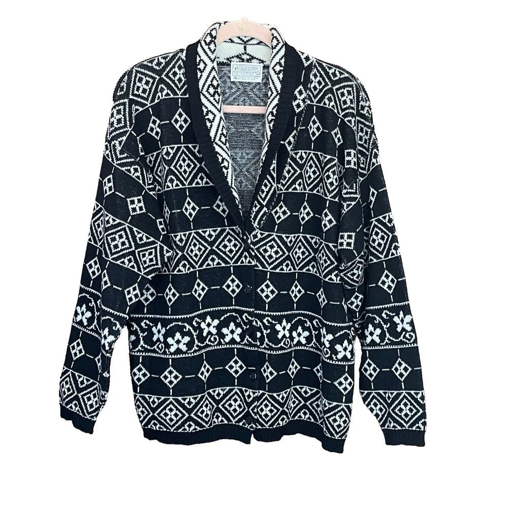 VTG Pendleton 100% Virgin Wool Knit Cardigan Sweater Cowl Neck Womens Large