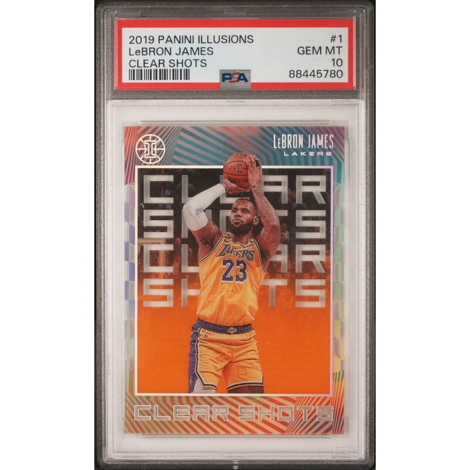 Lebron James 2019 PANINI ILLUSIONS CLEAR SHOTS #1 PSA 10 Gem Mint Lakers LBJ LAL