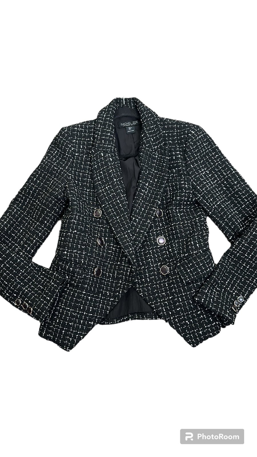Rachel Zoe black and sliver tweed blazer size small