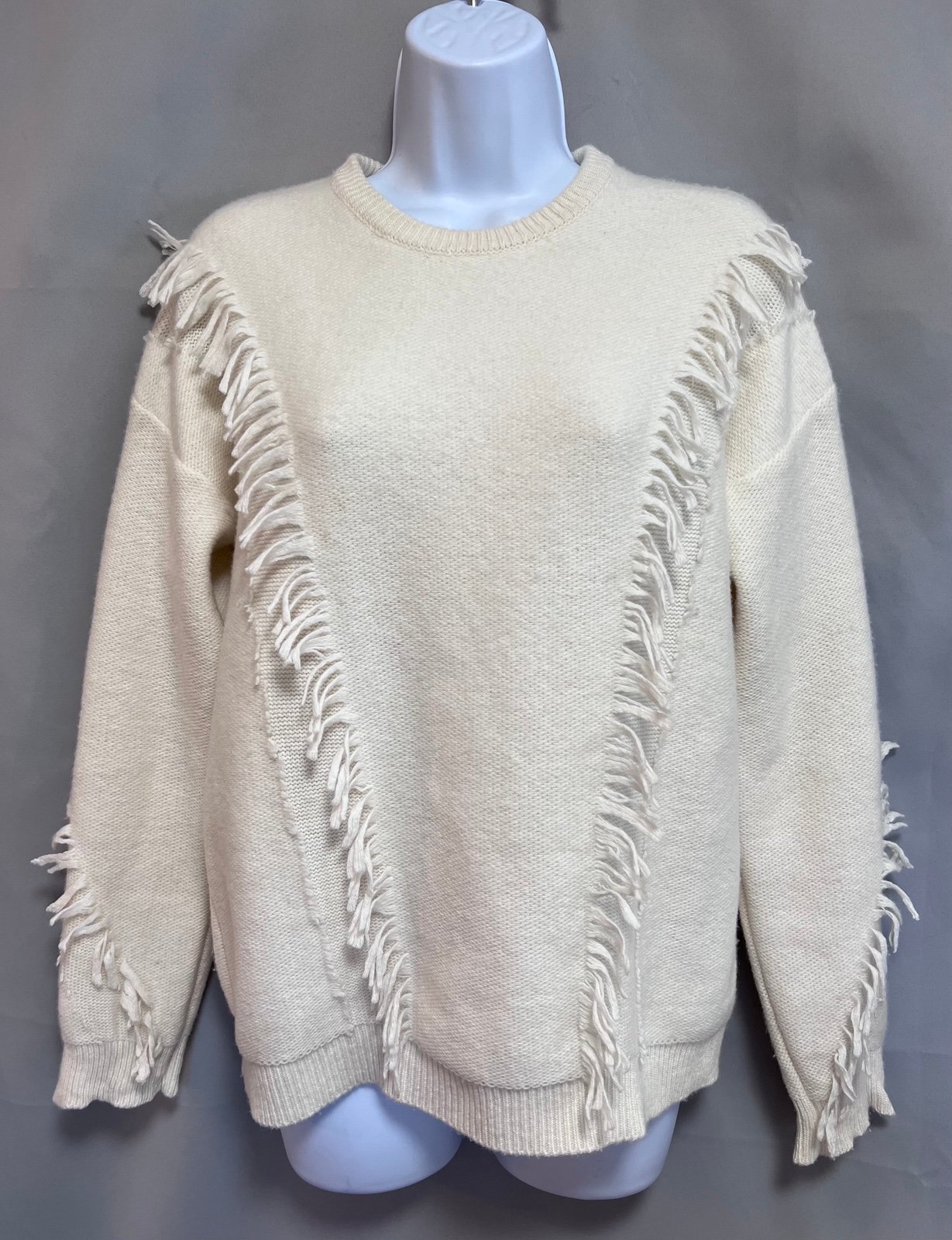 Bartolini Merino Wool Sweater Long Sleeve Ivory Pullover Women's Sz Medium