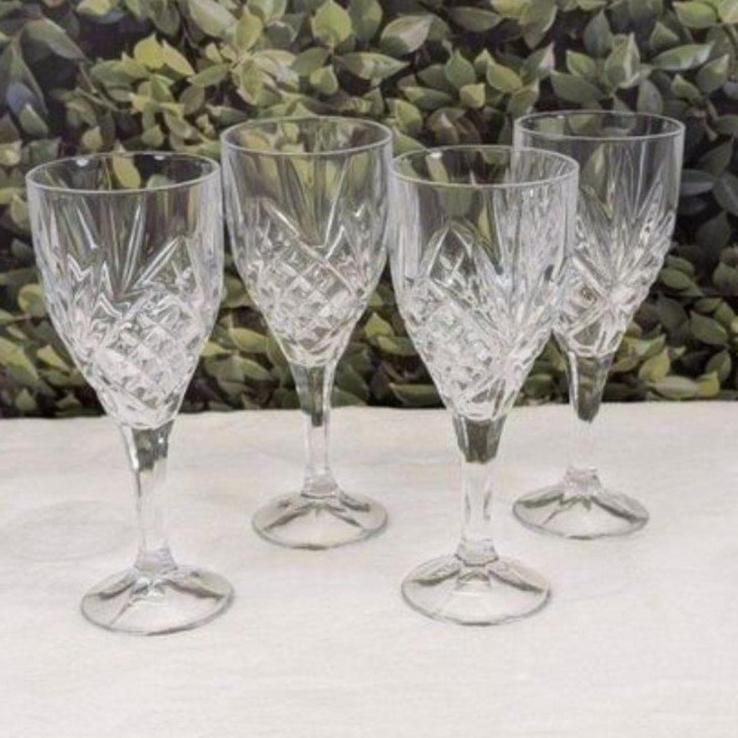 1980s Godinger Dublin Shannon Crystal Wine Glass Water Goblets, Set of 4