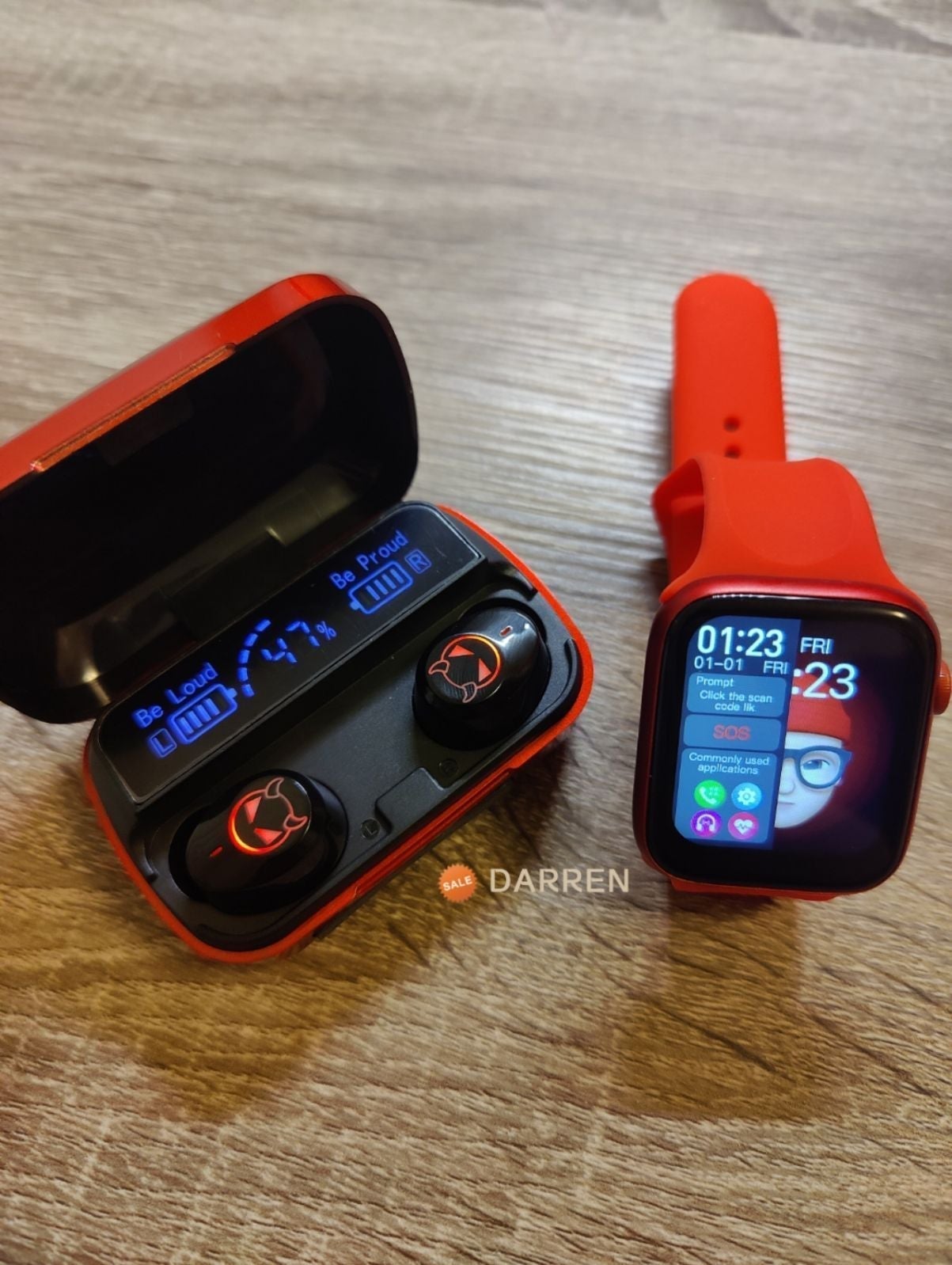COMBO~Smart Watch Sports Tracker Bluetooth Call + Bluetooth 5.1 Earbuds Earphone