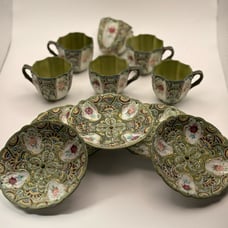 Set of 6 Cups & 5 saucers ARDALT JAPAN Lenwile China Demitasse Tea Cup & Saucer