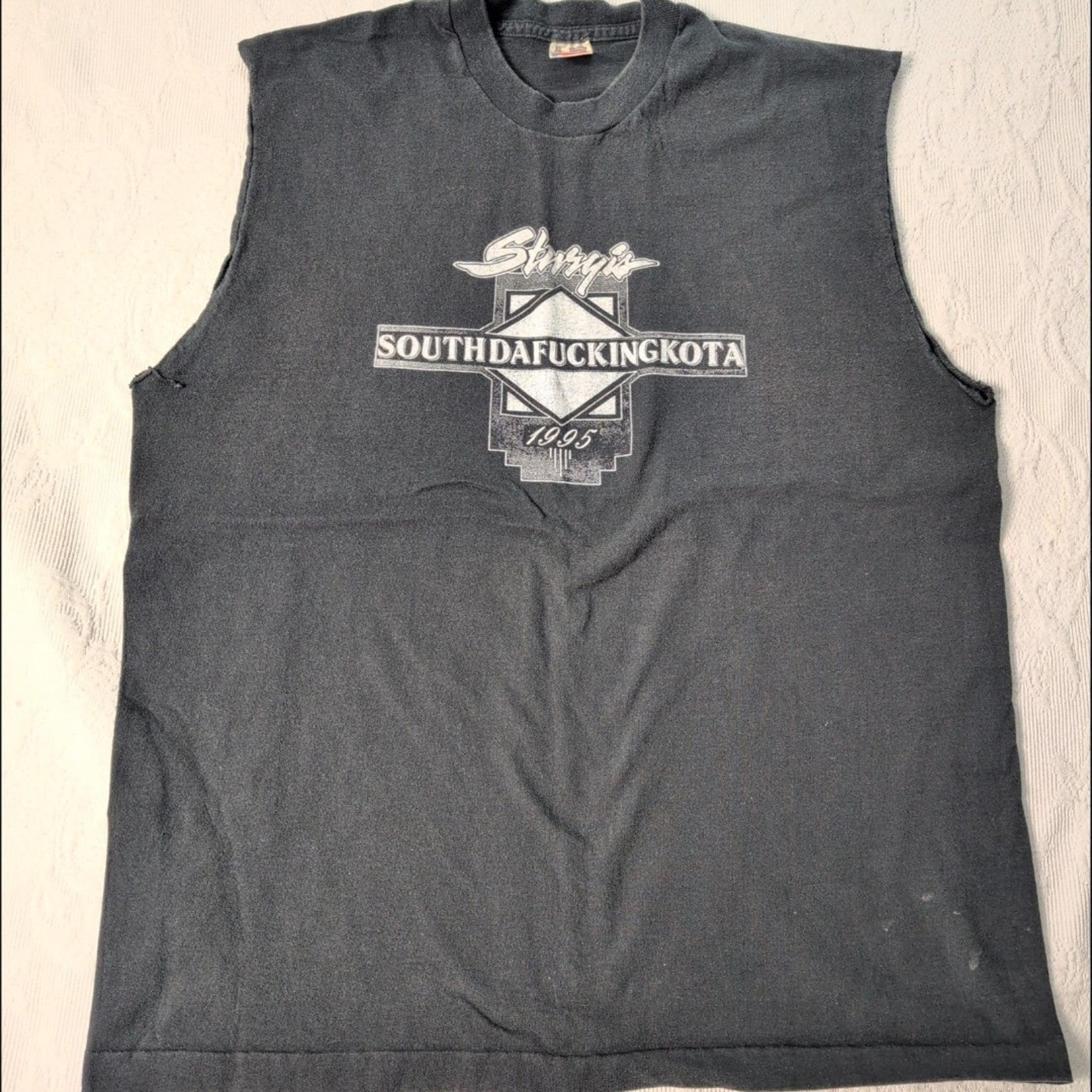 Vintage 1995 Sturgis Southdakota Tank Top Shirt Black XL Made In USA