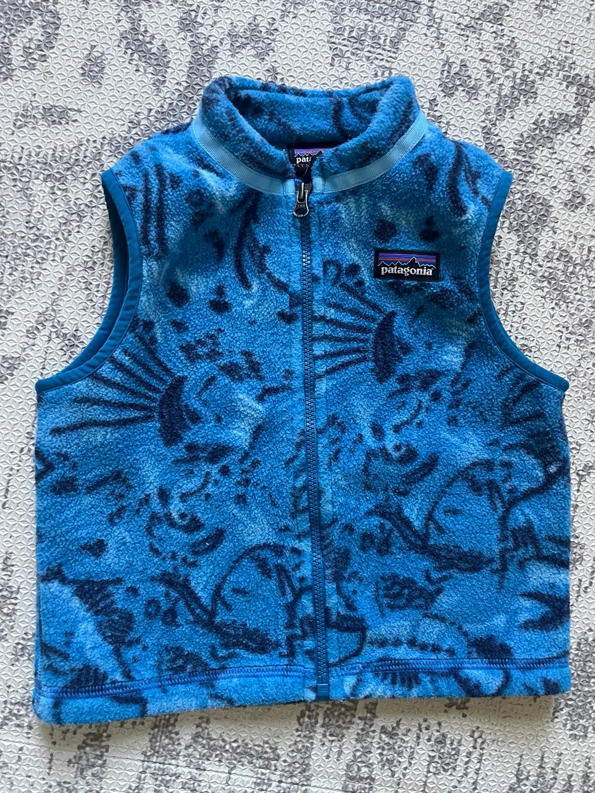 Patagonia Synchilla Fleece Vest Toddler Size 2T Tassy Tails Port Blue Full Zip