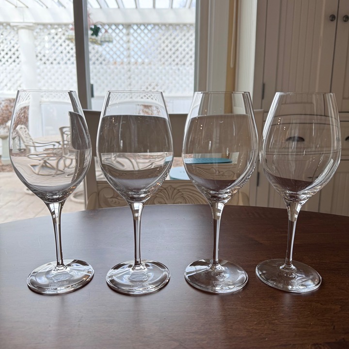4 X Orrefors Sweden Crystal Wine Glasses Elegant Design 9 Tall Clear Stemware