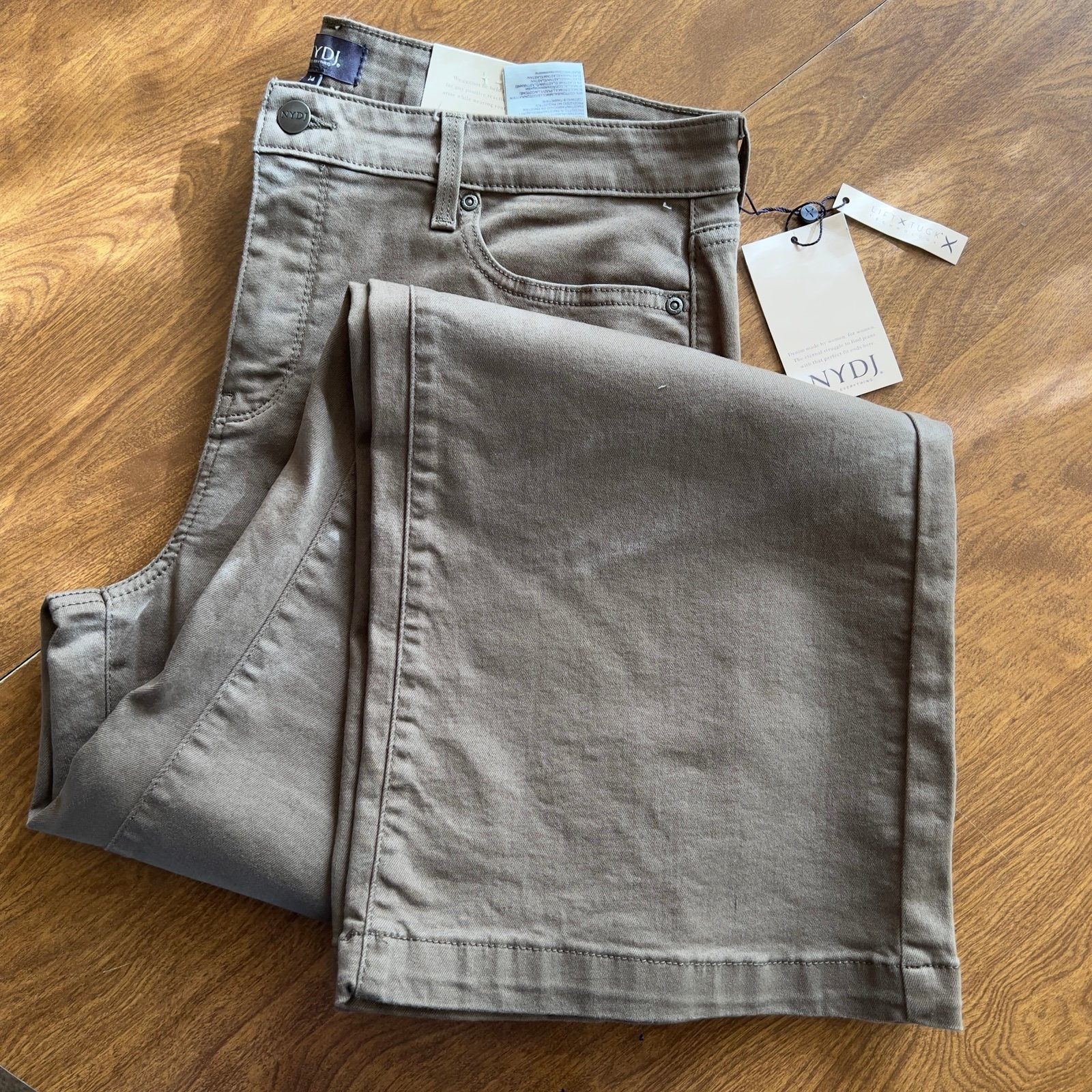 NYDJ Ripe Olive Teresa Wide Leg Jeans FILTXTUCK Technology Pants Plus Size 14
