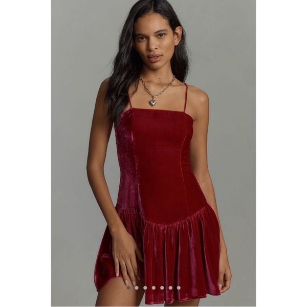 Maeve Drop-Waist Velvet Mini Dress NWT
