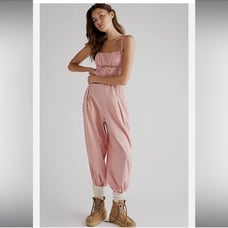 Free People Kingston Jumpsuit Pink L
