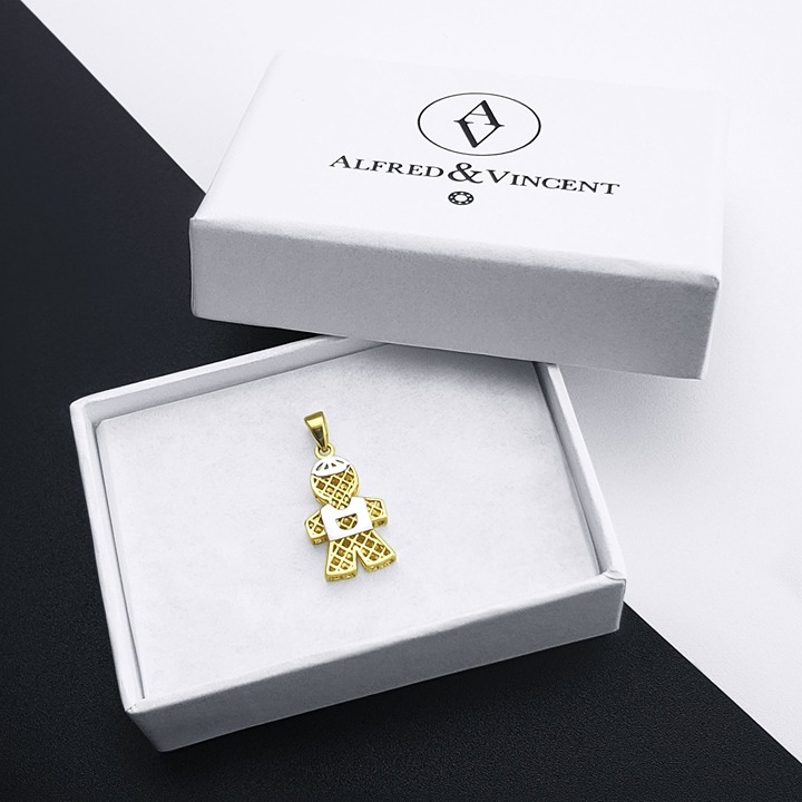 It's A Baby Boy Motherhood Celebration Pendant 2-Tone Real 14k Yellow White Gold