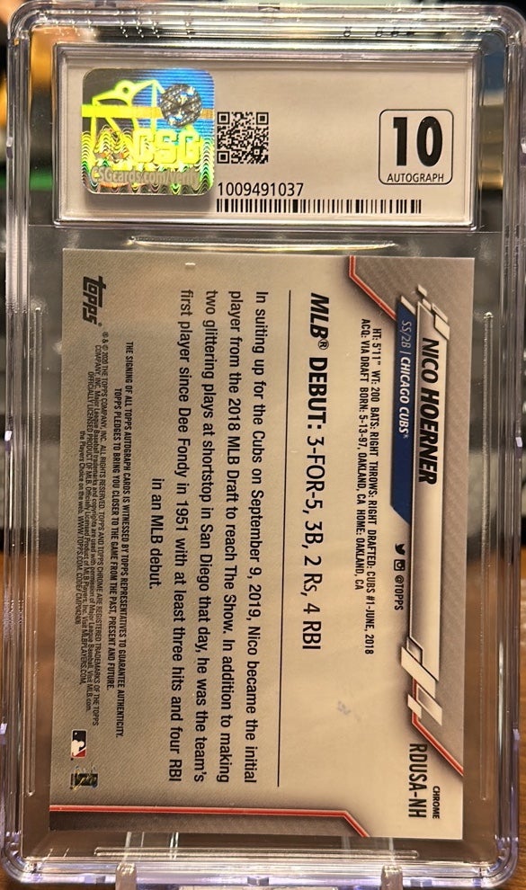 2020 Topps chrome Update Rookie Debut hotsell Autographs Refractor Nico Hoerner