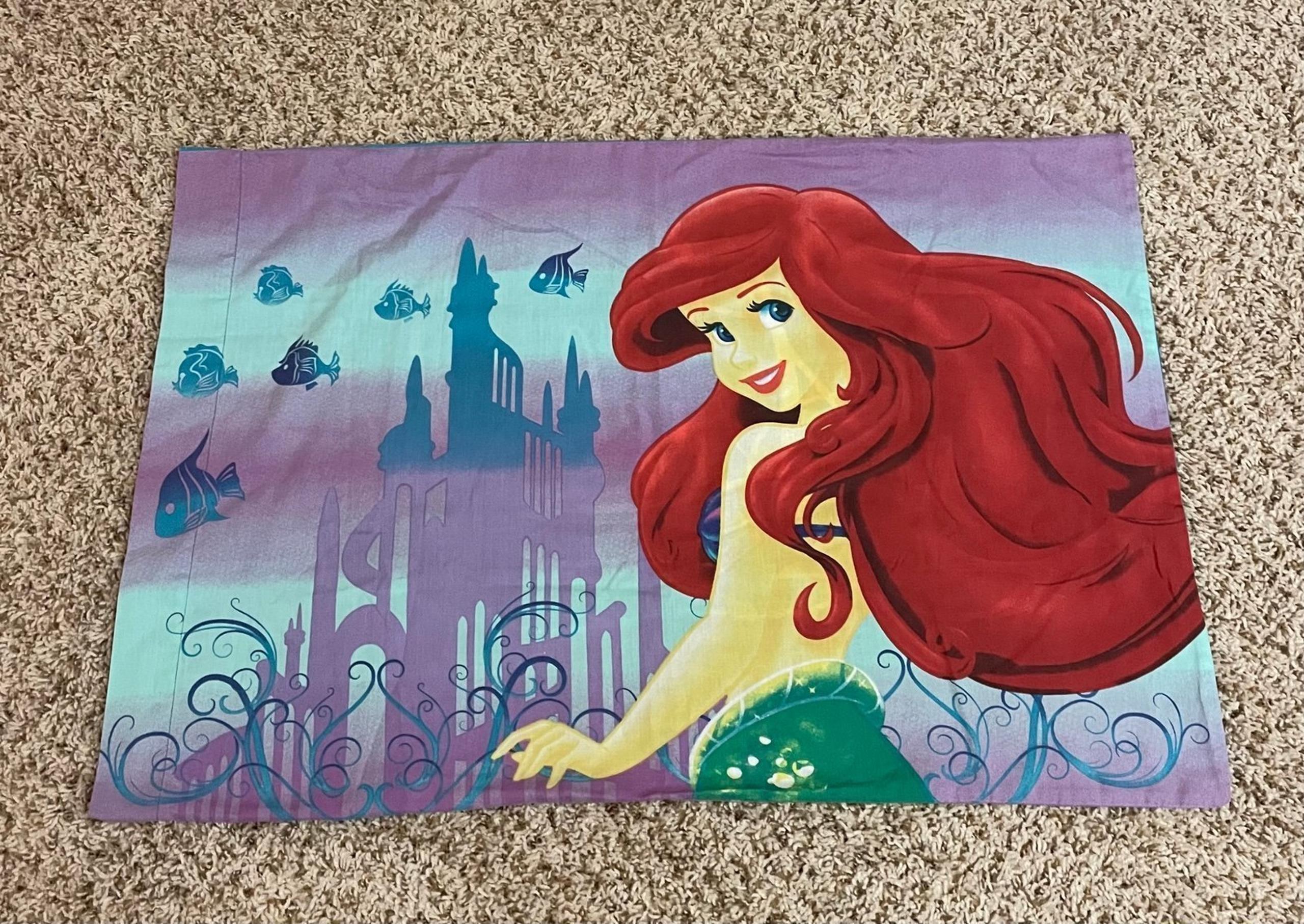 Vintage 90s DISNEY The Little Mermaid pillowcase The Forbidden Castle ARIEL RARE