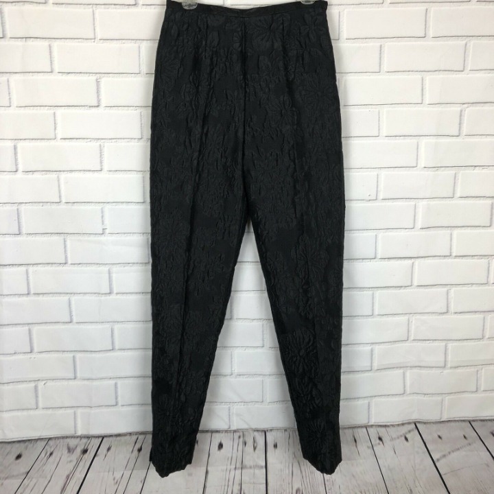 Carlisle Black Dress Pants Sz 6 Floral
