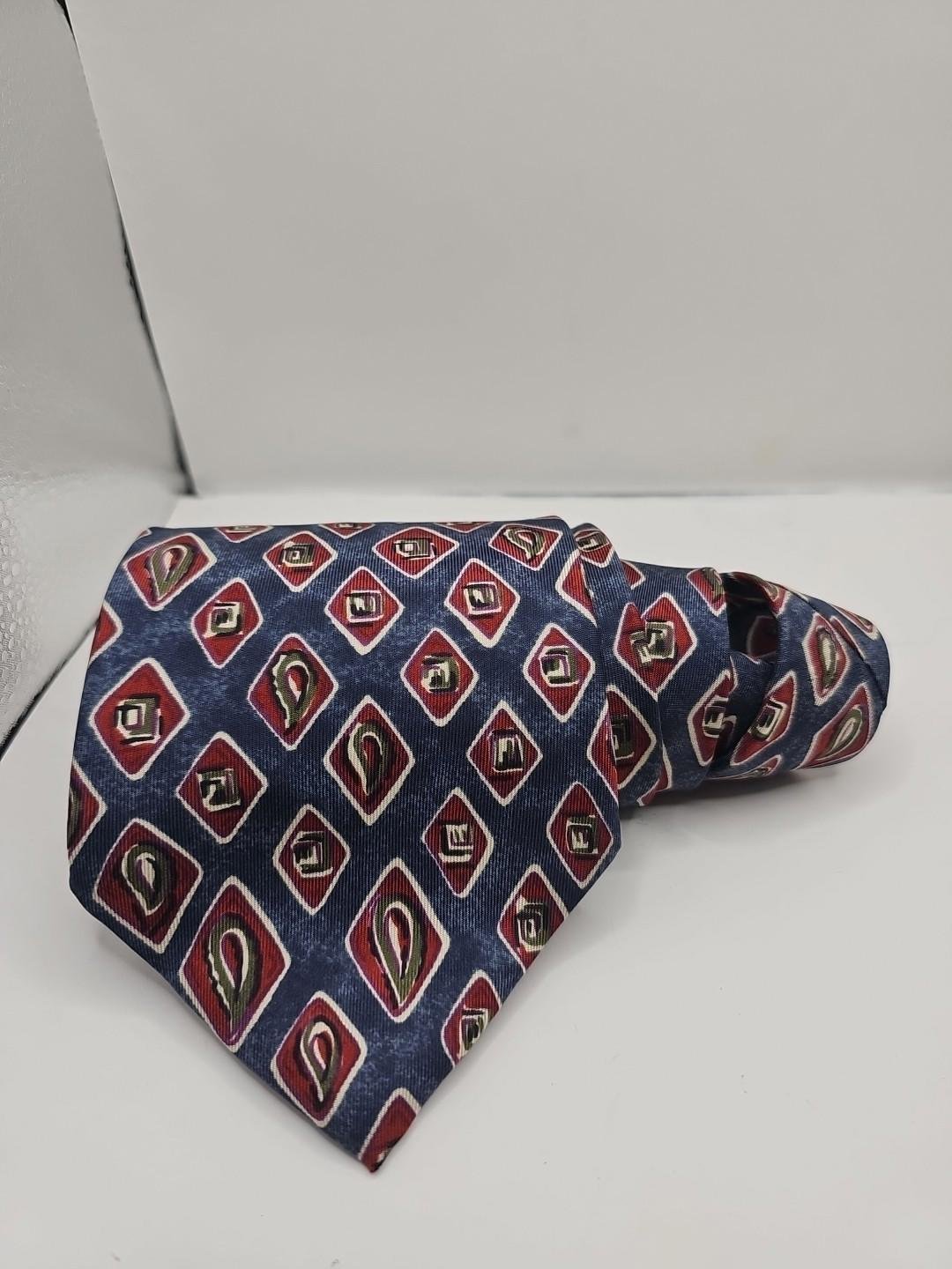 Christian DIOR 100% Silk Tie Y2K in Blue Red Beige Vintage 57 x 3.75