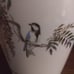 Vintage Shibata Japanese Vase of Flowering Wisteria Vine with Songbird, 11 3/4