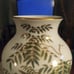 Vintage Shibata Japanese Vase of Flowering Wisteria Vine with Songbird, 11 3/4