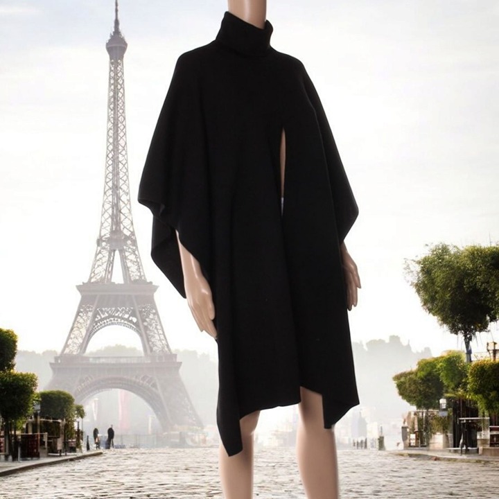 COS Wool Turtleneck Poncho / Black one size