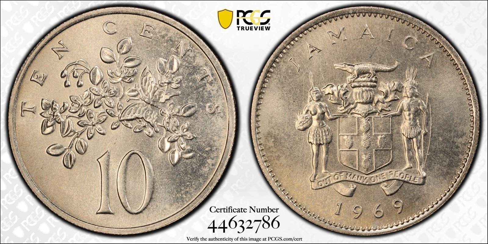 1969 JAMAICA TEN CENT PCGS MS 65 - FIRST INDEPENDENT COIN - FIRST YEAR ISSUED
