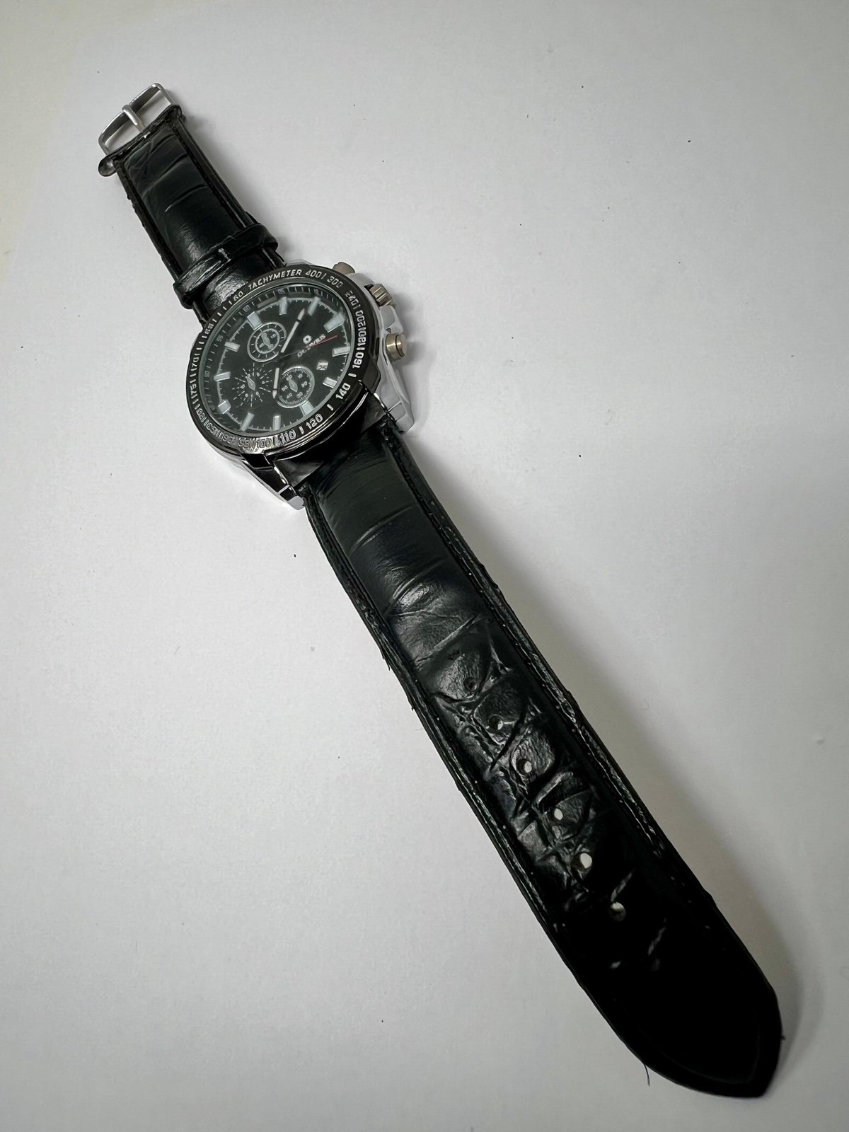 Octavius Men’s Quartz Chronograph Watch – Black Dial with Tachymeter