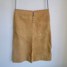 Vintage Suede Skirt Western Style Cowgirl Whipstitch Lace Up Front A-line Midi 8