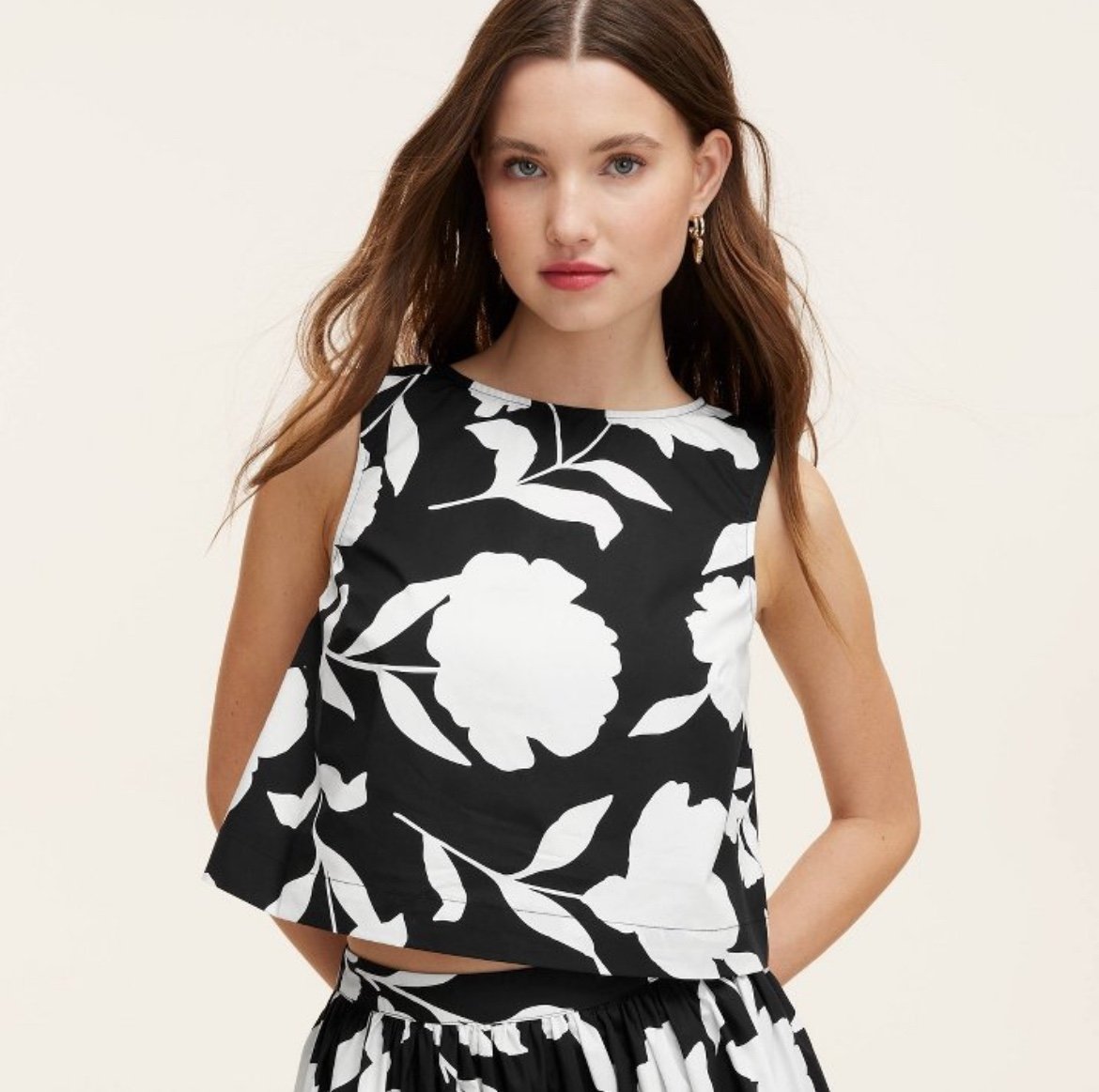 NWT Small Kate Spade x Target Black & White Rose Shell Tank Top