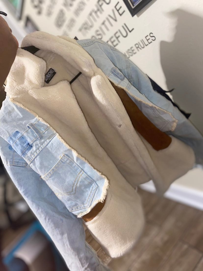 DENIM FUR JACKET