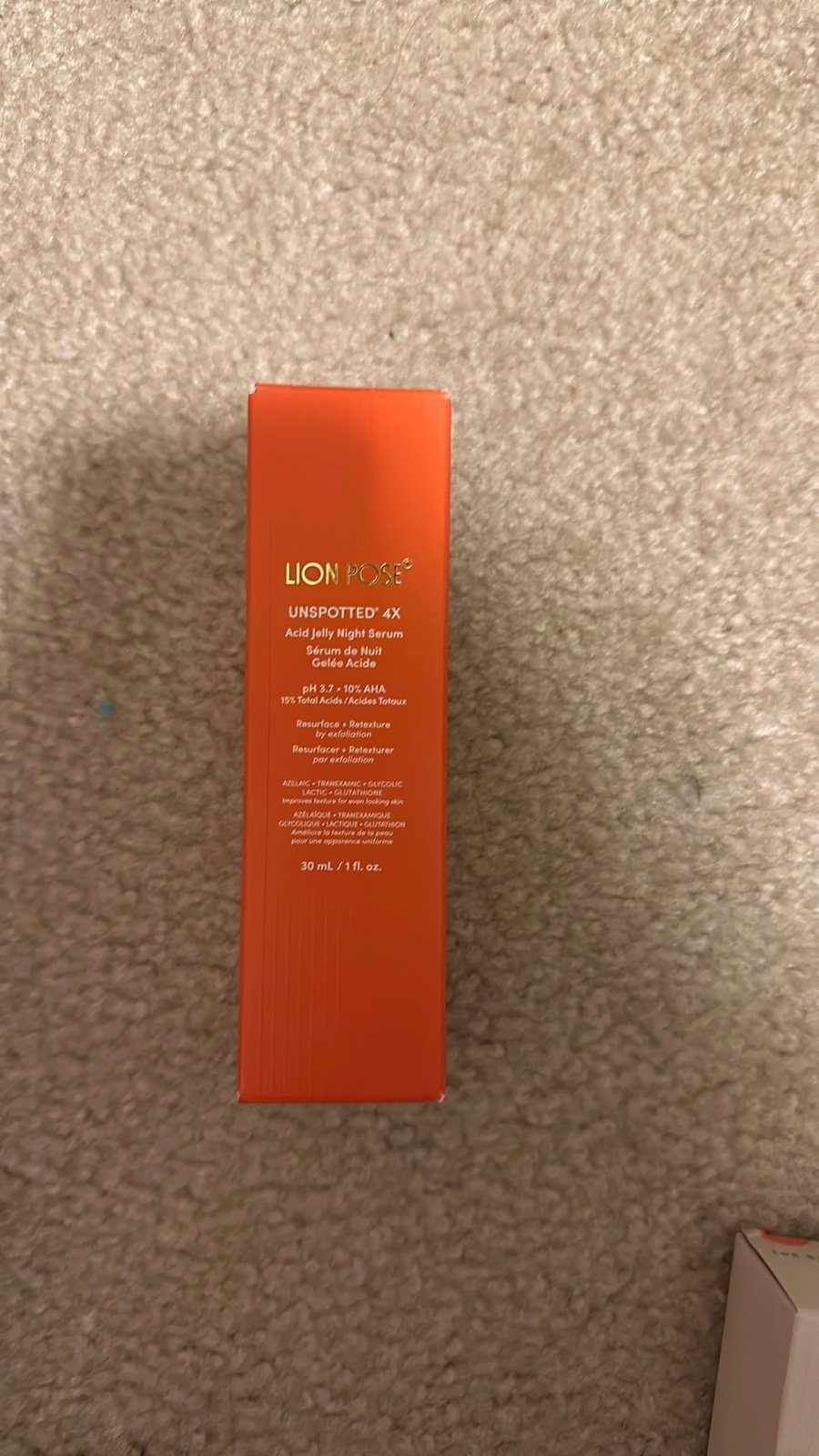 New in Box Lion Pose UNSPOTTED 4X Dark Spot + Hyperpigmentation AHA Serum (1 oz)