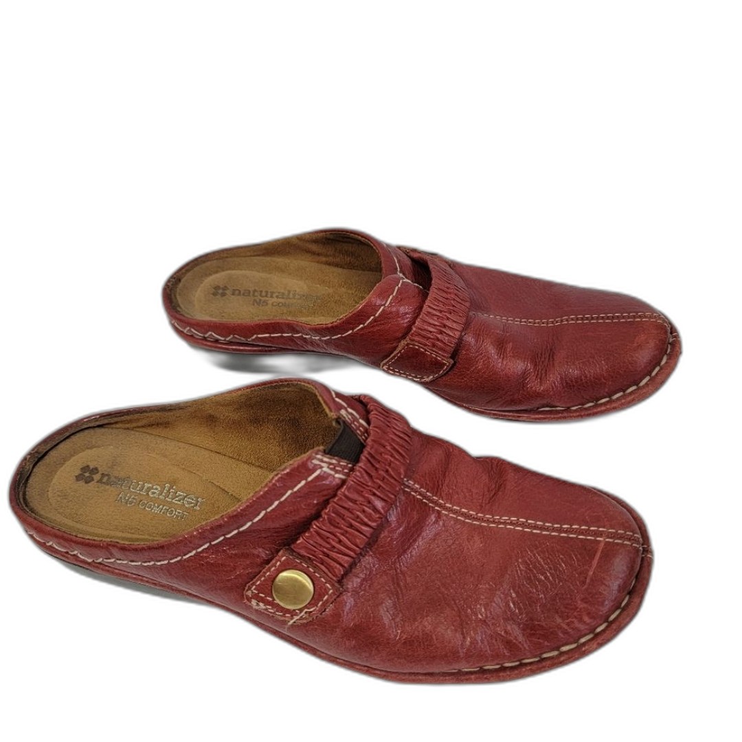 Naturalizer RELIEVE N5 Comfort Mules Women's Red Sz 6M Leather Upper Casual