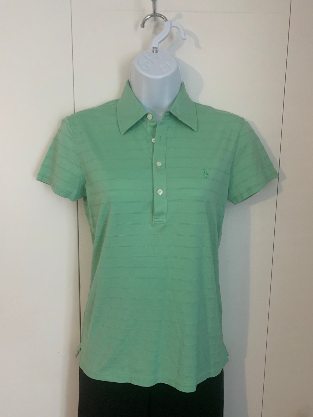 Lot of 2 women’s green & white polo shirts RL & Adidas size Small