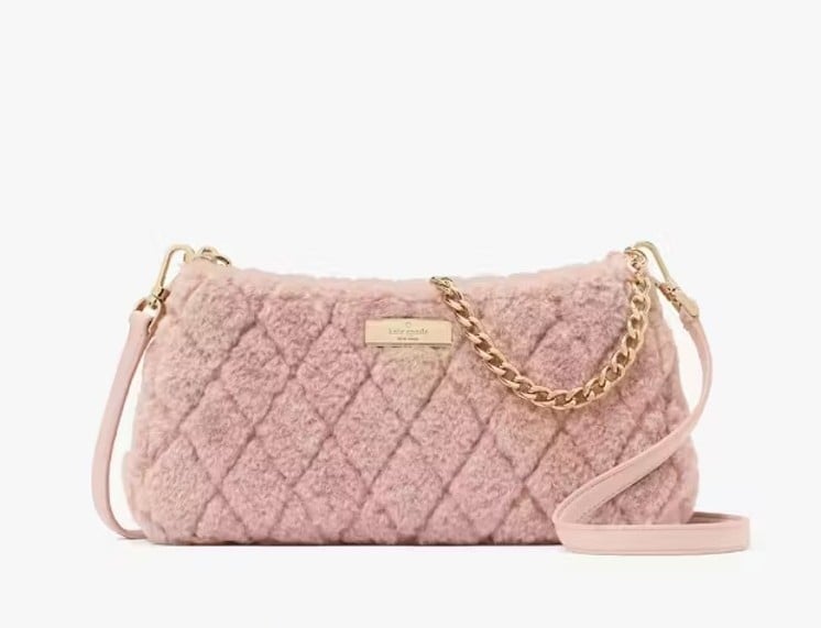 Kate Spade Carey Faux Fur Small Convertible Crossbody, Rose Smoke