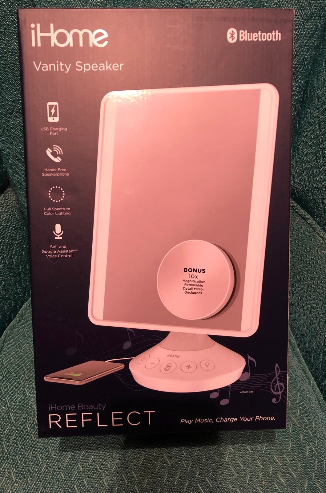 IHome Reflect Bluetooth Vanity Speaker Makeup Mirror-NEW