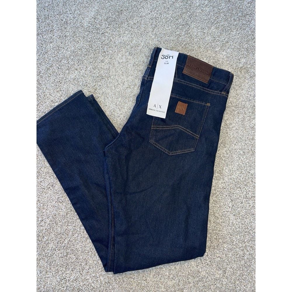 Armani Exchange A|X J13 Men's Slim Fit Dark Blue Stretch Cotton Jeans 38R