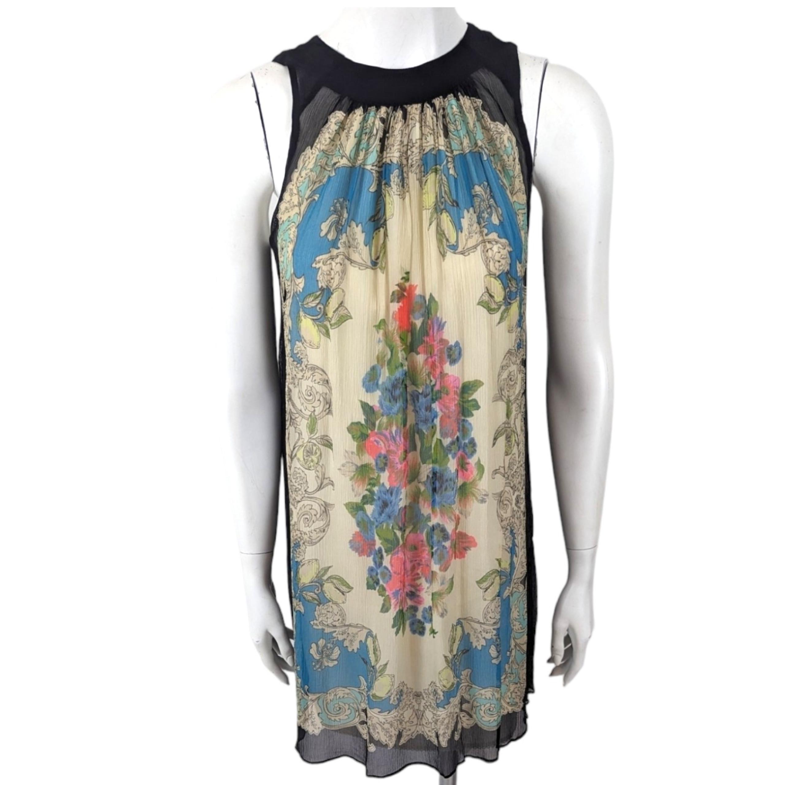 Anthropologie Moulinette Soeurs Silk Trapeze Swing Dress Womens 2 Floral Black