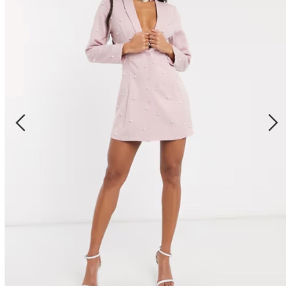ASOS Sexy Wedding Formal Event Night Out Bachelorette Pearl Blazer Mini Dress