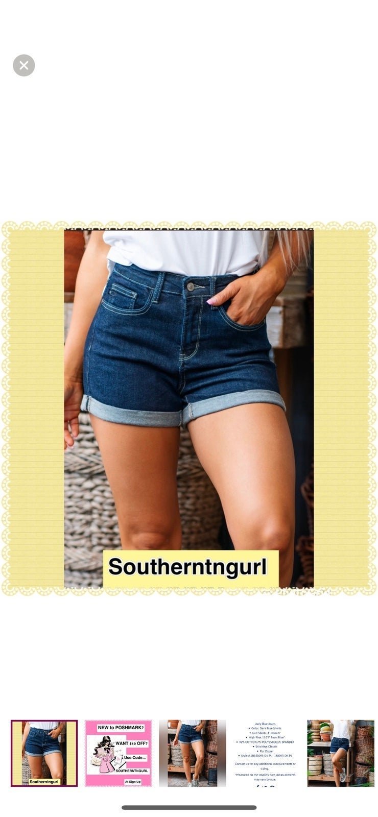 NWT JUDY BLUE High Rise Dark Wash Non Distressed Cuffed Denim Shorts
