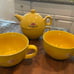 RARE Lipton Tea Set Yellow Tea Pot With Two - Three Tea Cups Excellent Condition