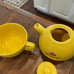 RARE Lipton Tea Set Yellow Tea Pot With Two - Three Tea Cups Excellent Condition