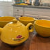 RARE Lipton Tea Set Yellow Tea Pot With Two - Three Tea Cups Excellent Condition