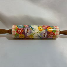 Pioneer Woman Sweet Romance Blossoms Ceramic Rolling Pin Acacia Wood Handles!