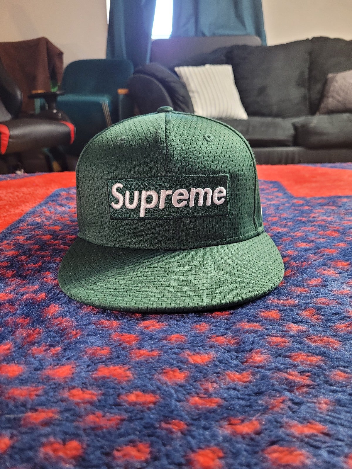 Supreme Mesh Dark Green Fitted Hat 7 3/8 fw18