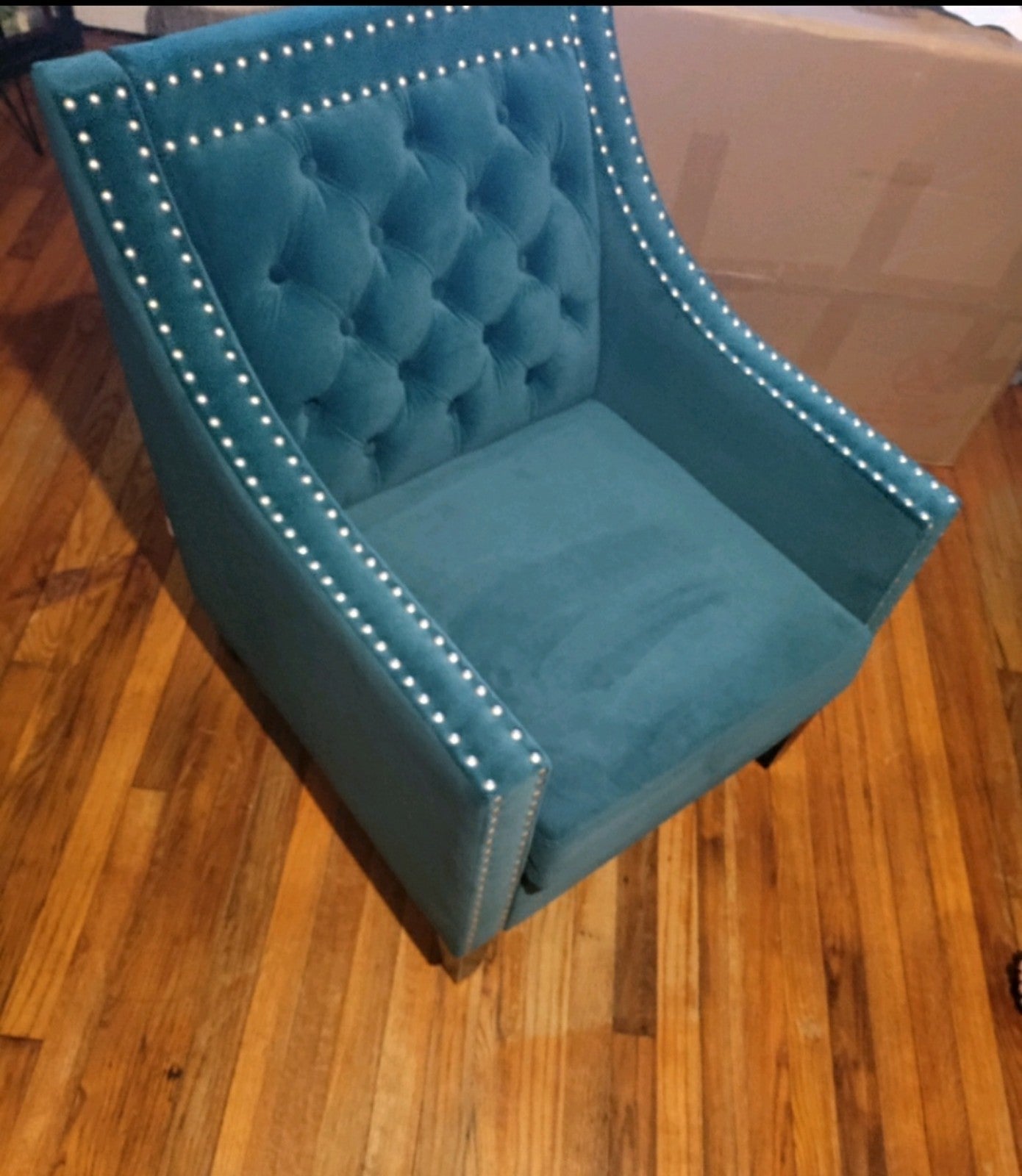 (2) Crush Velvet Teal Chairs.