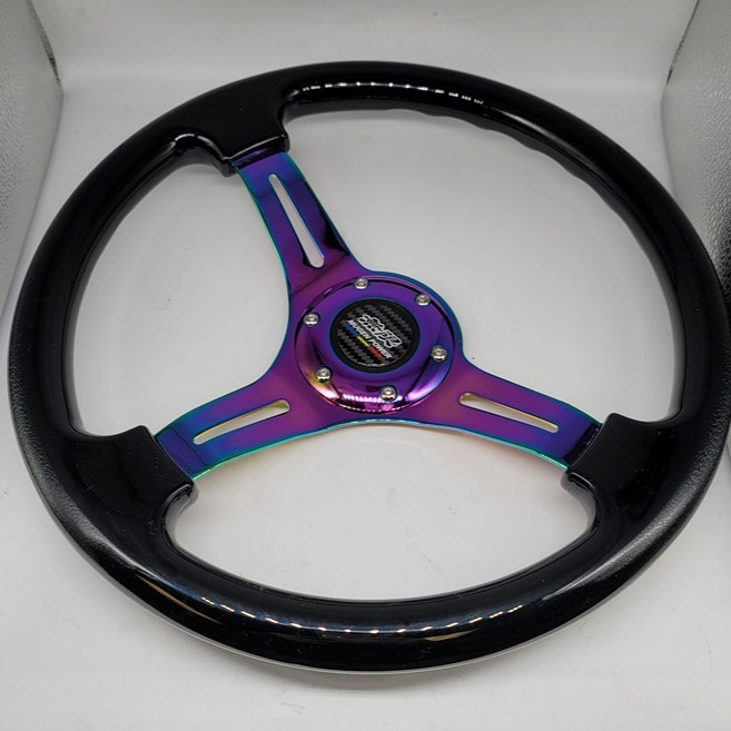 NEW 350MM 14 Universal Mugen ABS Racing Steering Wheel Black With Neo Spoke