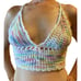Crop Top Halter Multicolor SM MED Handcrafted Festival Crocheted Pastels